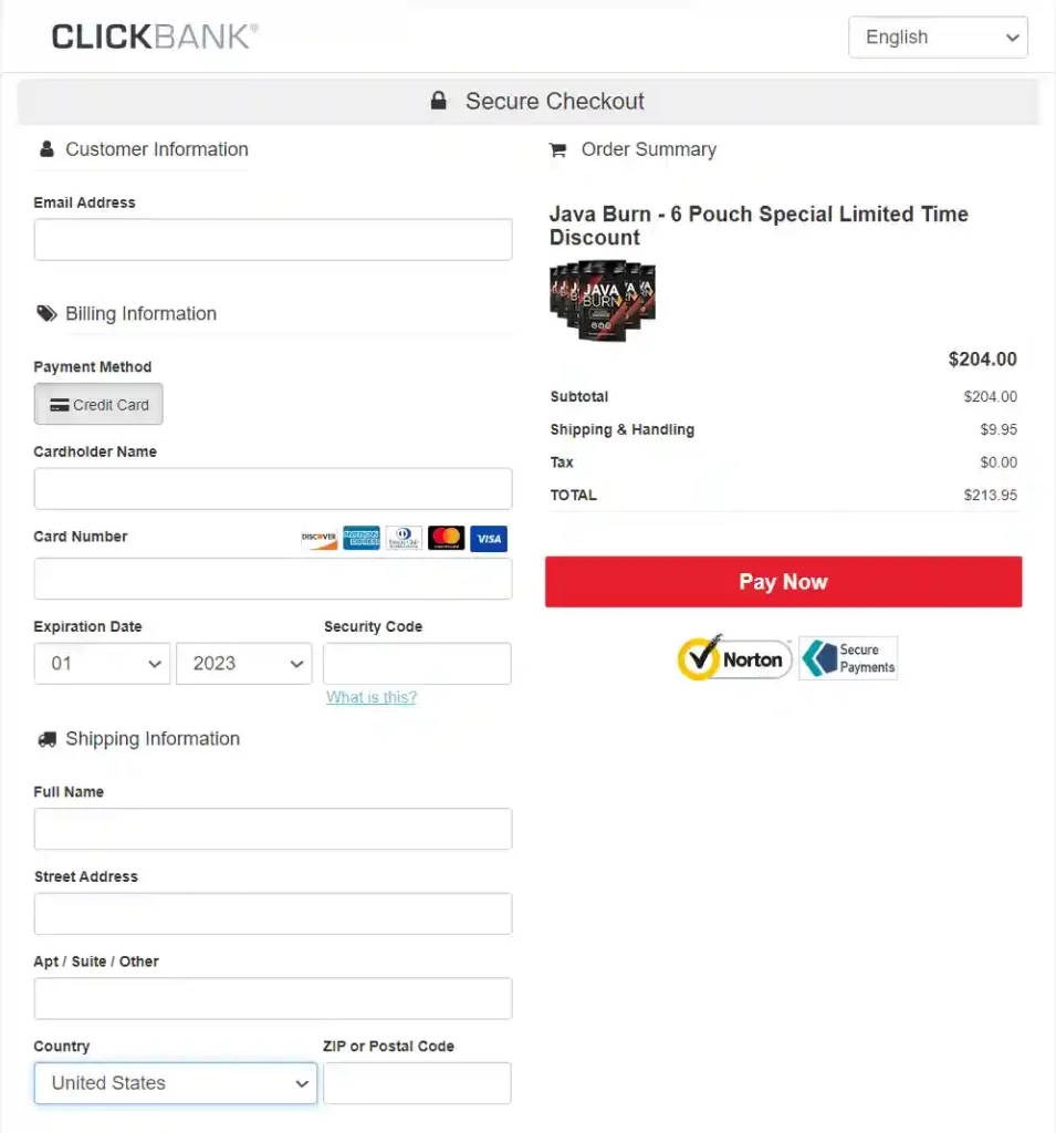 Java Burn - Secure checkout